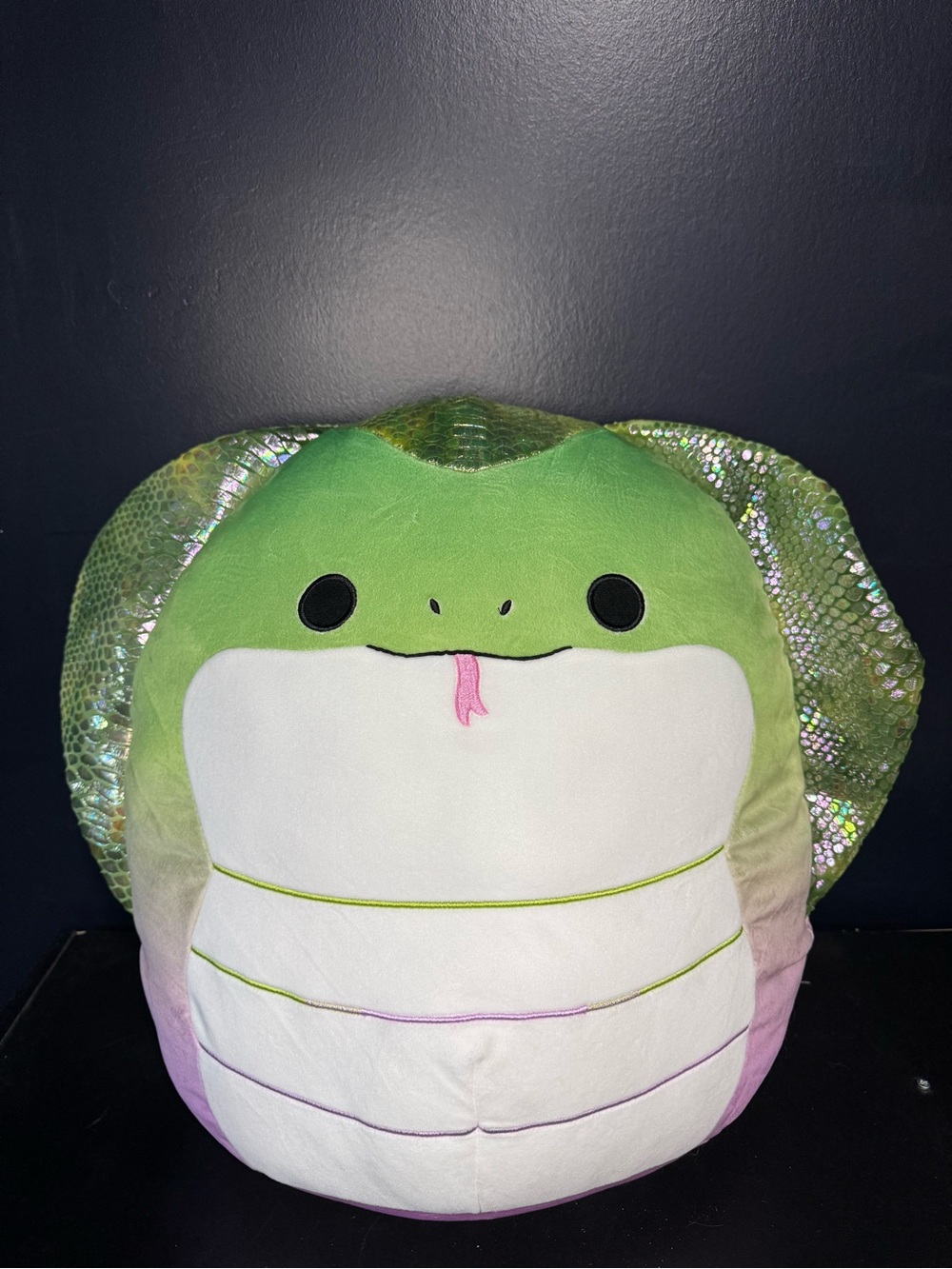Squishmallows Khaled Snake Plush Large Green Purple Iridescent Belly Soft Toy